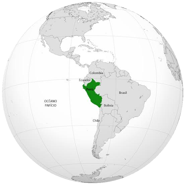 Globo terráqueo con el Perú destacado en verde